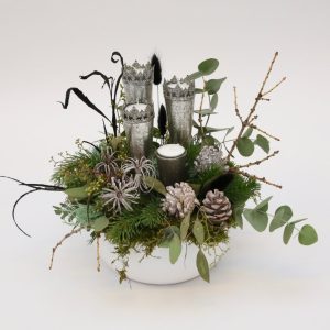 Aðventukrans - grænn og silfur