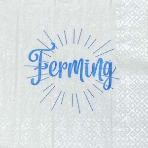 Hvítar servíettur Sól - blátt letur