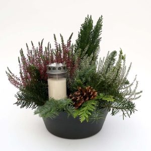 Leiðisskreyting 33 cm með kerti