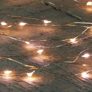 Led Cascade silfur vír, hvít ljós - batt