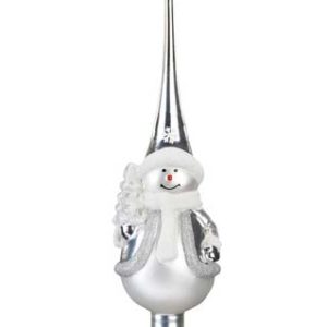 Jólatréstoppur snjókarl - silfur