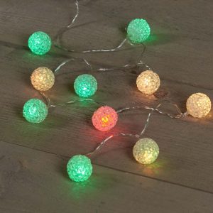 Deoc lights 10 marglit ljós, silfur snúra - batt