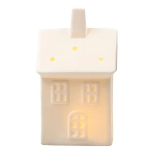 Hús með LED ljósi 11,7cm - hvítt