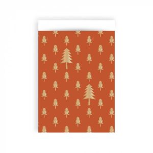 Gjafapoki með gylltum trjám - brúnn