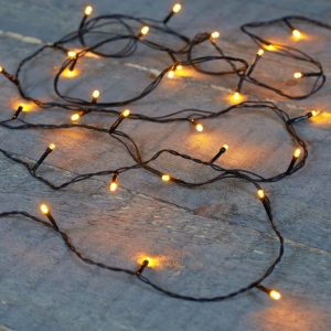 Led lights svört snúra - hlý ljós, batt úti