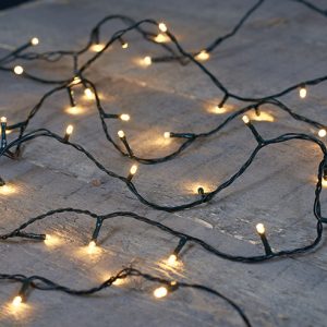 Led lights svört snúra - hvít ljós, batt úti