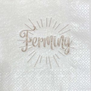 Hvítar servíettur Sól - rose gold letur