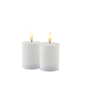 Smilla riffluð kerti frá Sirius, hleðslu 2stk - hvít