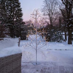 Flower tree ljósatré silfur, hvít ljós - úti