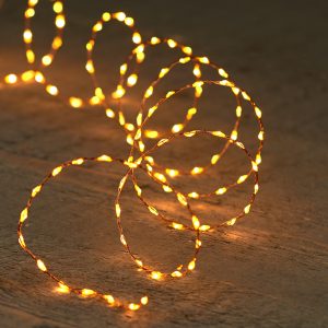 Led chain sería kopar vír - hlý ljós, batt