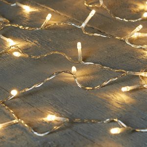 Led lights glær snúra - hvít ljós, batt úti