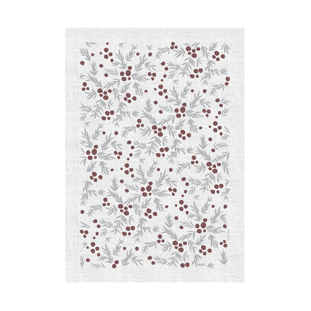 1. Teatowel_GardenParty white 40×60 cm on grey tea towel 50×70 c