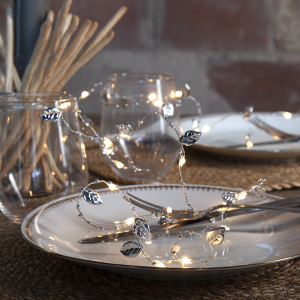 Dew Drop, 20 led ljós, silfur vír  - batt