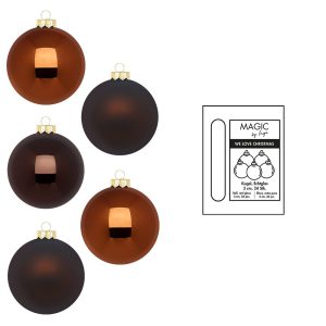 Jólakúlur í boxi 24 stk, 3cm - brúnar