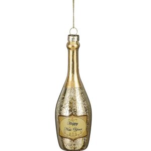 Kampavínsflaska jólakúla - gyllt