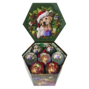 Jólakúlur með hundum í boxi 14 stk