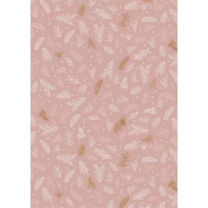 Gjafapappír með laufblöðum - bleikur