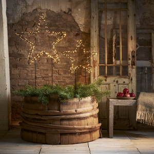 Barlumi ljósastjarna svart, hvít ljós - úti