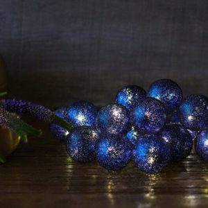 Bolette blá kúlusería 16 ljós, svört snúra - batt