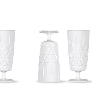 Sagaform picnic glös á fæti há, hvít