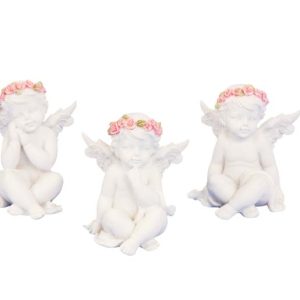 Engill með blómsveig