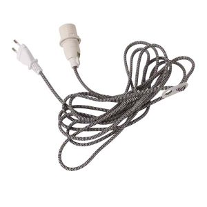 Lacy E14 ljósastæði með textíl snúru - svört/hvít