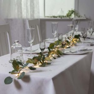 Eucalyptus Garland sería, 20 Led ljós - batt