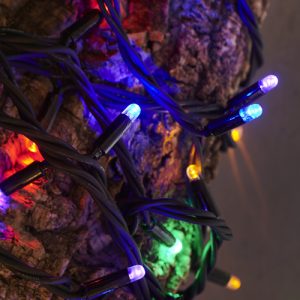 Tech-line 45 ljósa framlenging, svört snúra - marglit