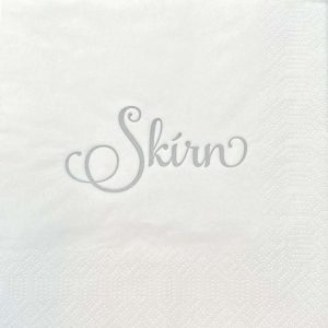 Skírnarservíettur hvítar - silfur letur
