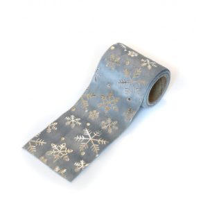 Flauelsborði - ljósgrár með snjókornum