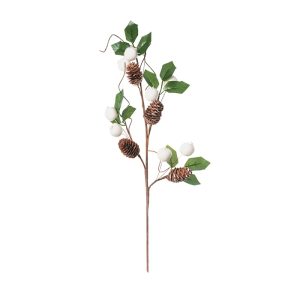 Skrautgrein með hvítum granateplum