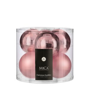 Jólakúlur 6 stk, 8 cm - bleikar