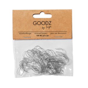 Jólakúlukrókar 100 stk, 3,3cm - silfur