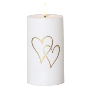 Batterískerti Hjörtu - hvítt