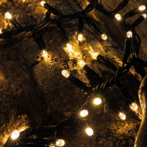 Tech-line cluster, svört snúra - hlý ljós