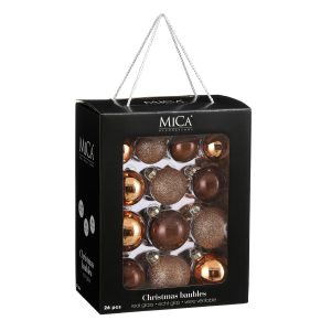 Jólakúlupakki 26 stk, 7 cm - brúnar