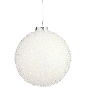 Glimmerjólakúla 10 cm - hvít
