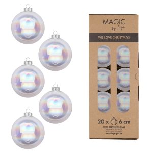 Jólaúlur 20 stk, 6 cm - hvítar glans