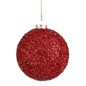 Glimmerjólakúla 10 cm - rauð