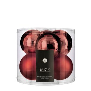 Jólakúlur 6 stk, 8 cm - vínrauðar