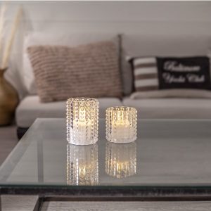 Batterískerti Dotty - hvítt