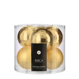 Jólakúlur 6 stk, 8 cm - gylltar