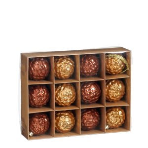 Jólakúlur, 12 stk - brúnir