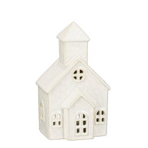 Kirkja f/teljós  19,5 cm - kremlitað