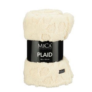 Flísteppi 180 cm - kremlitað