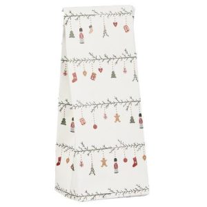 Jólapoki með greinum og skrauti - hvítur