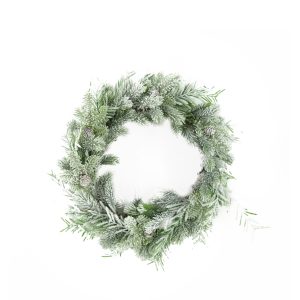 Krans með snjó og könglum