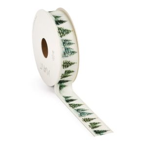 Gjafaborði hvítur með jólatrjám, 10m