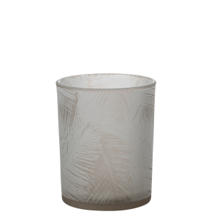 Kertaglas Hurricane Leaves 12,5 cm - beige