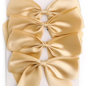 Satín slaufur, 4 stk - gylltar